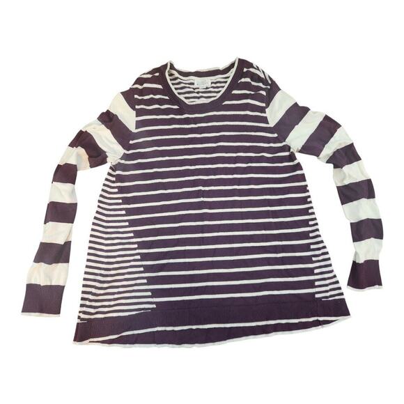 Market & Spruce womens sweater sz XL maroon cream strips long sleeve - Picture 1 of 9